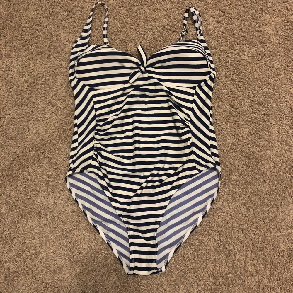 Navy white stripe maternity swimsuit seraphine